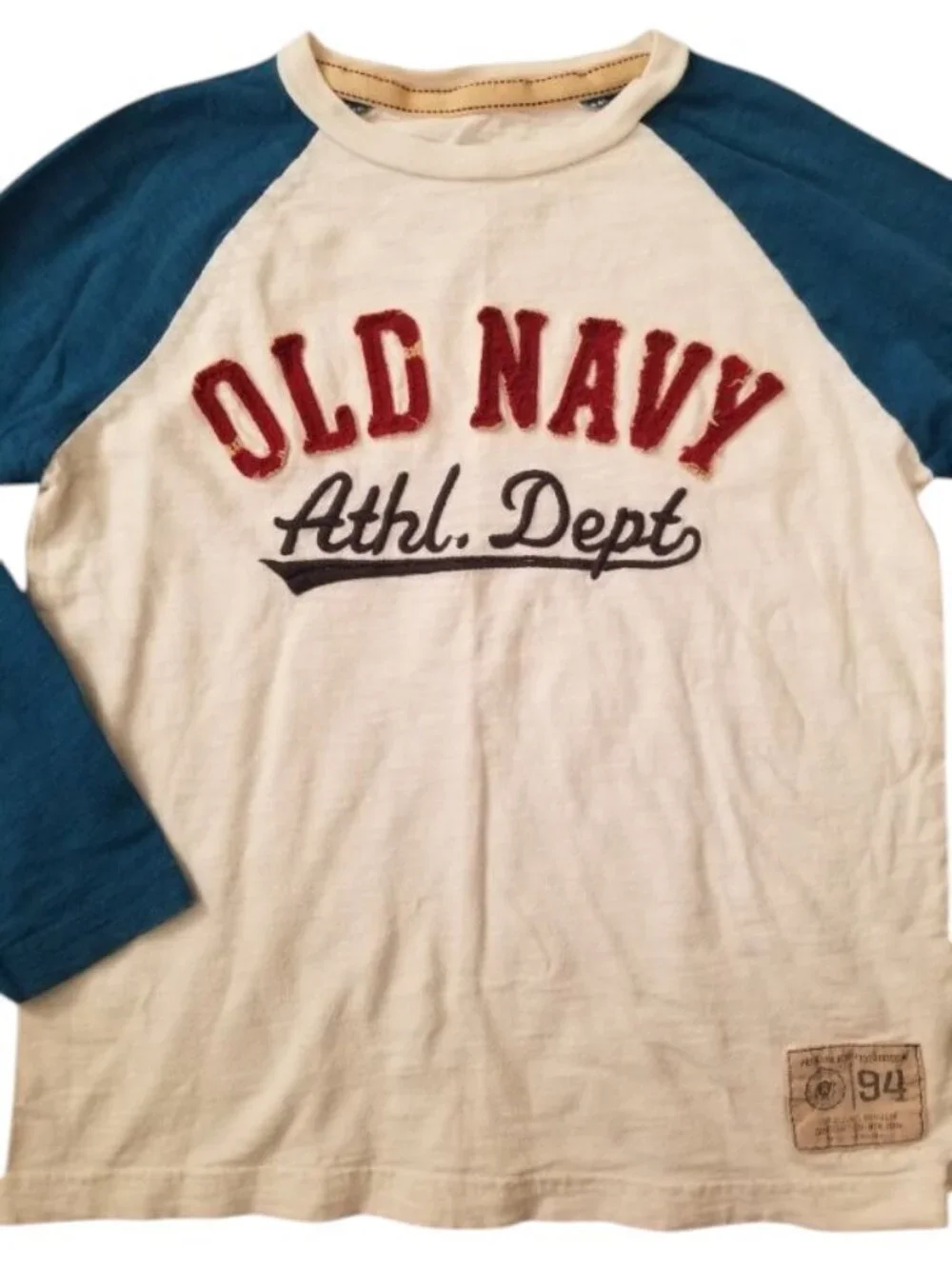 OLD NAVY Blue and Off White Raglan Long Sleeved Top Boys M Size 8